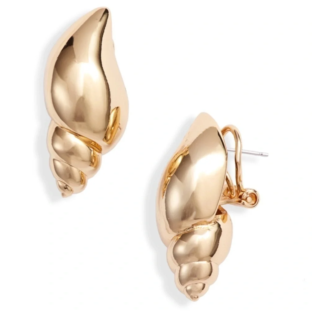 Kate Spade New York Under the Sea Gold Tulip Shell Stud Earrings